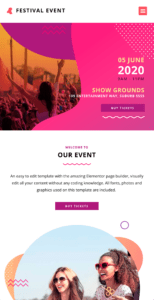 Festival Events website design and development